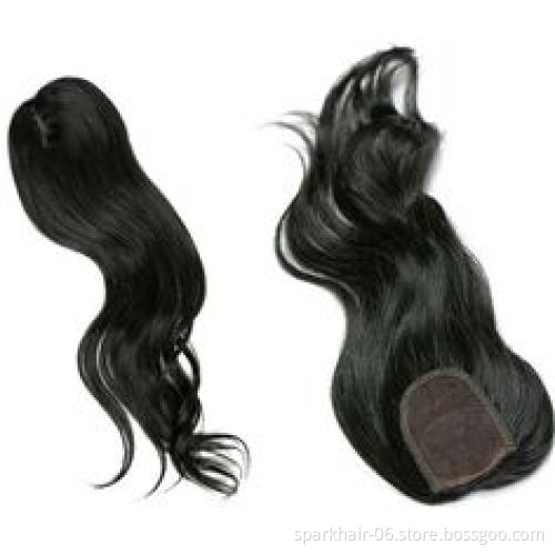 SPARK  100  brazilian  human hair bundles with closure,HD lace frontal closure hair,HD hair weave bundle with lace